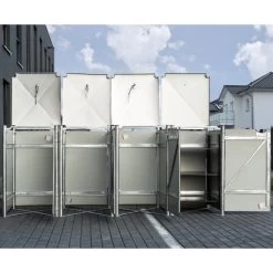 Cache-poubelle 4 Compartiments Müllbox En Aluminium Gris 4x140L – HIDE -Abri De Jardin cache poubelle 4 compartiments mullbox en aluminium gris 4x140l hide 2