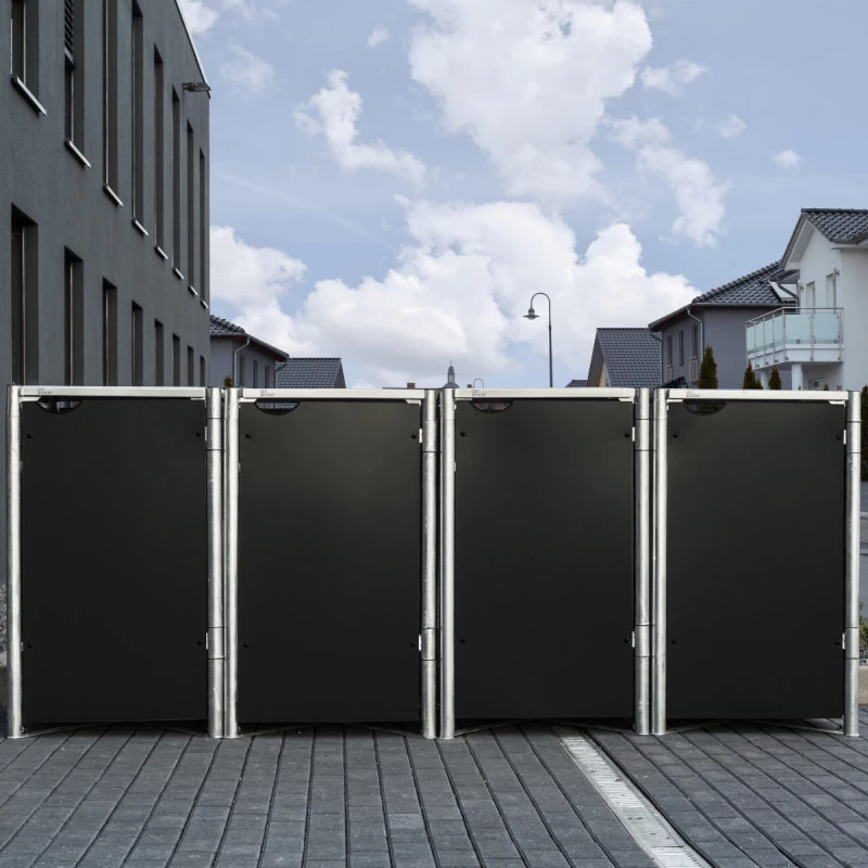 Cache-poubelle 4 Compartiments Müllbox En Aluminium Noir 4x140L – HIDE 4 Cache-poubelle 4 Compartiments Müllbox En Aluminium Noir 4x140L – HIDE – Image 2