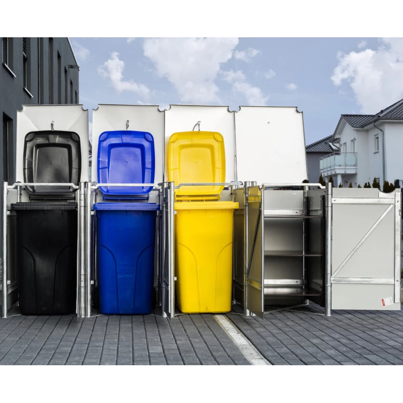 Cache-poubelle 4 Compartiments Müllbox En Aluminium Noir 4x140L – HIDE 3 Cache-poubelle 4 Compartiments Müllbox En Aluminium Noir 4x140L – HIDE
