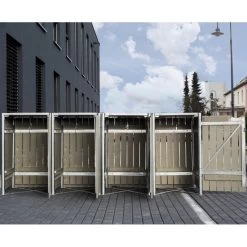 Cache-poubelle 4 Compartiments Müllbox En Bois Traité Gris 4x140L – HIDE -Abri De Jardin cache poubelle 4 compartiments mullbox en bois traite gris 4x140l hide 2