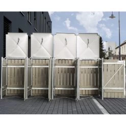 Cache-poubelle 4 Compartiments Müllbox En Bois Traité Gris 4x140L – HIDE -Abri De Jardin cache poubelle 4 compartiments mullbox en bois traite gris 4x140l hide 3