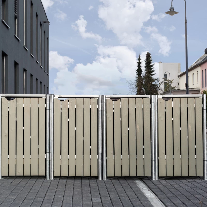 Cache-poubelle 4 Compartiments Müllbox En Bois Traité Gris 4x240L – HIDE 4 Cache-poubelle 4 Compartiments Müllbox En Bois Traité Gris 4x240L – HIDE – Image 2