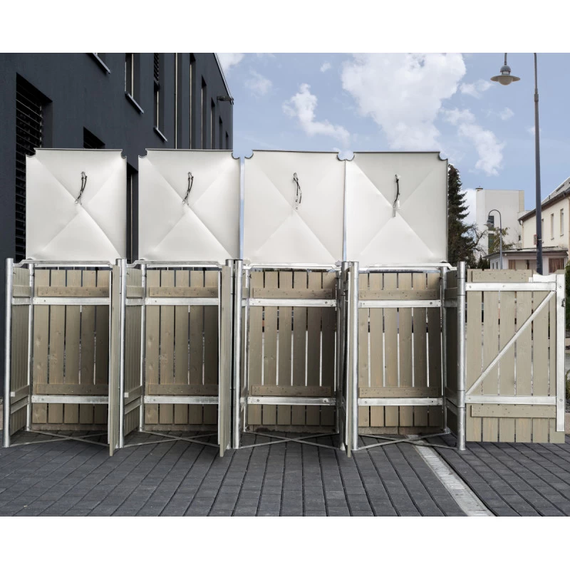 Cache-poubelle 4 Compartiments Müllbox En Bois Traité Gris 4x240L – HIDE 6 Cache-poubelle 4 Compartiments Müllbox En Bois Traité Gris 4x240L – HIDE – Image 4