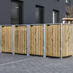 Cache-poubelle 4 Compartiments Müllbox En Bois Traité Naturel 4x140L – HIDE -Abri De Jardin cache poubelle 4 compartiments mullbox en bois traite naturel 4x140l hide 2