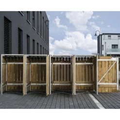 Cache-poubelle 4 Compartiments Müllbox En Bois Traité Naturel 4x140L – HIDE -Abri De Jardin cache poubelle 4 compartiments mullbox en bois traite naturel 4x140l hide 3