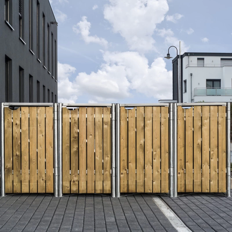 Cache-poubelle 4 Compartiments Müllbox En Bois Traité Naturel 4x240L – HIDE 4 Cache-poubelle 4 Compartiments Müllbox En Bois Traité Naturel 4x240L – HIDE – Image 2