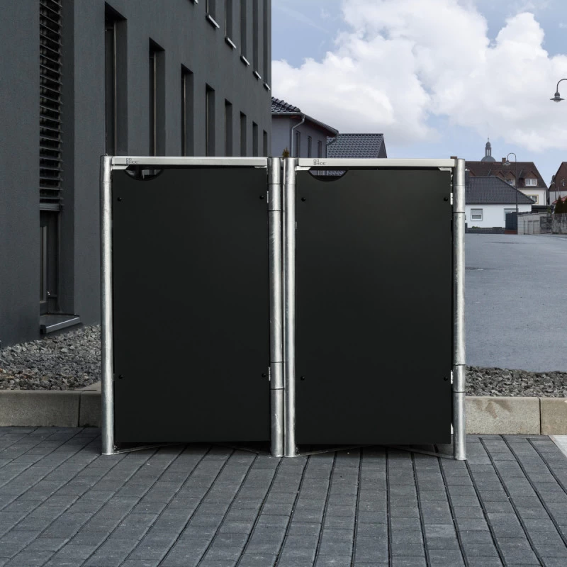 Cache-poubelle 2 Compartiments Müllbox En Aluminium Noir 2x140L – HIDE 5 Cache-poubelle 2 Compartiments Müllbox En Aluminium Noir 2x140L – HIDE – Image 3