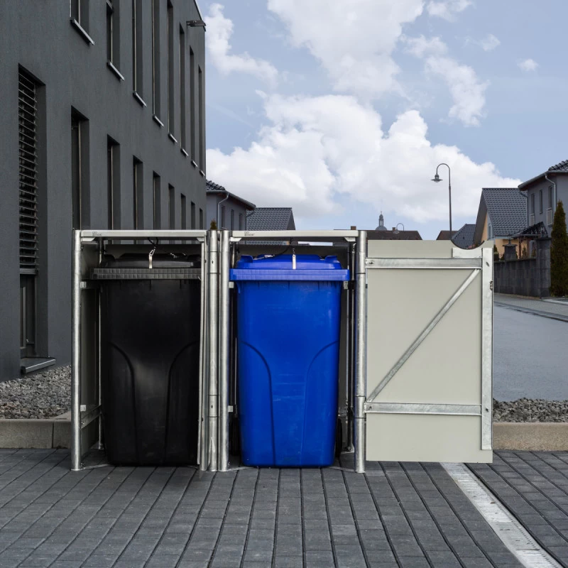 Cache-poubelle 2 Compartiments Müllbox En Aluminium Noir 2x140L – HIDE 8 Cache-poubelle 2 Compartiments Müllbox En Aluminium Noir 2x140L – HIDE – Image 6