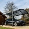 Carport 1 Voiture 14,62m² En Aluminium Et Polycarbonate 6mm ANTI-UV - Habrita -Abri De Jardin carport 1 voiture avec toit arrondi en aluminium et polycarbonate anti uv