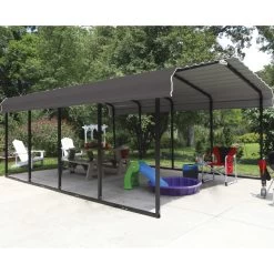 Carport à Toit En Acier Galvanisé 22,57m² Couleur Anthracite – Shelter Logic 11 Carport à Toit En Acier Galvanisé 22,57m² Couleur Anthracite – Shelter Logic -Abri De Jardin carport 2257m a toit en acier galvanise couleur anthracite shelter logic 3