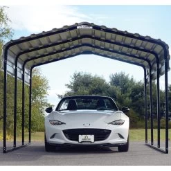 Carport à Toit En Acier Galvanisé 13,8m² Couleur Anthracite – Shelter Logic -Abri De Jardin carport a toit en acier galvanise 138m couleur anthracite shelter logic 3