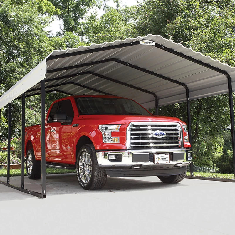 Carport à Toit En Acier Galvanisé 22,57m² Couleur Beige – Shelter Logic 3 Carport à Toit En Acier Galvanisé 22,57m² Couleur Beige – Shelter Logic