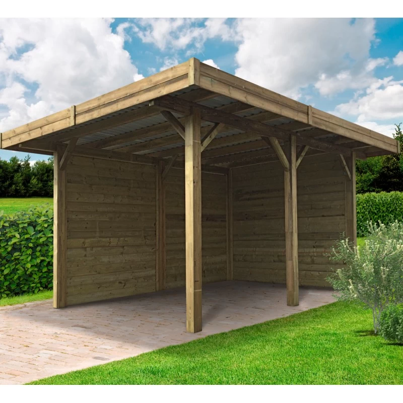 Carport Configuré 5x4x2,5m En Bois Traité Autoclave - SOLID 3 Carport Configuré 5x4x2,5m En Bois Traité Autoclave - SOLID