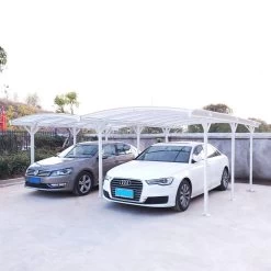 Carport Double En Aluminium Laqué Blanc Et Polycarbonate 6mm X-METAL -Abri De Jardin carport double en aluminium laque blanc et polycarbonate 6mm x metal 2