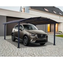Carport En Alu Gris Et Polycarbonate 1 Voiture 15,6m² Arcadia™ 4300 – Canopia