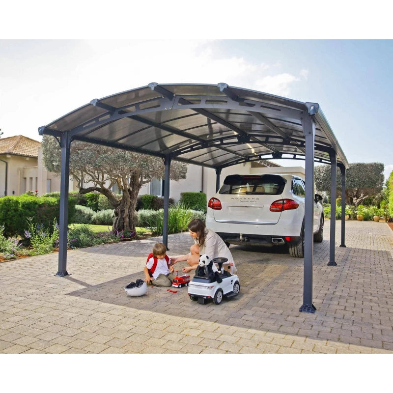 Carport En Alu Gris Et Polycarbonate 1 Voiture 23,3m² Arcadia™ 6400 – Canopia 6 Carport En Alu Gris Et Polycarbonate 1 Voiture 23,3m² Arcadia™ 6400 – Canopia – Image 4