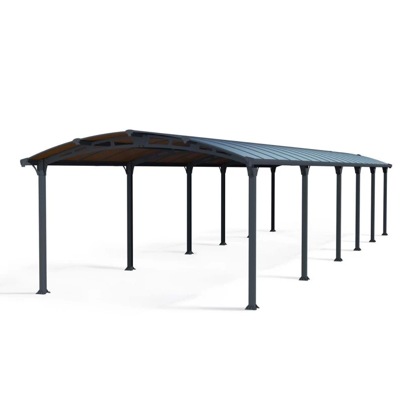 Carport En Alu Gris Et Polycarbonate 46,3m² Arcadia™ 12700 – Canopia 4 Carport En Alu Gris Et Polycarbonate 46,3m² Arcadia™ 12700 – Canopia – Image 2