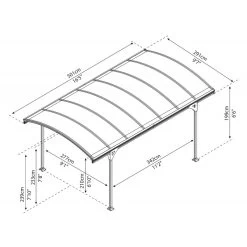 Carport En Alu Gris Et Polycarbonate Bronze 1 Voiture 14,6m² Victoria 5000 - Canopia By Palram -Abri De Jardin carport en alu gris et polycarbonate bronze 1 voiture 146m victoria 5000 canopia by palram 3