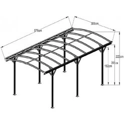 Carport En Aluminium Blanc 3x5,76m Et Polycarbonate 6mm X-METAL -Abri De Jardin carport en aluminium blanc 3x576m et polycarbonate 6mm x metal 3