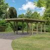 Carport En Bois Autoclave 26,9m², Toit En PVC Gris Et Deux Poteaux En Arc – KARIBU -Abri De Jardin carport en bois autoclave 269m toit en pvc gris et deux poteaux en arc karibu