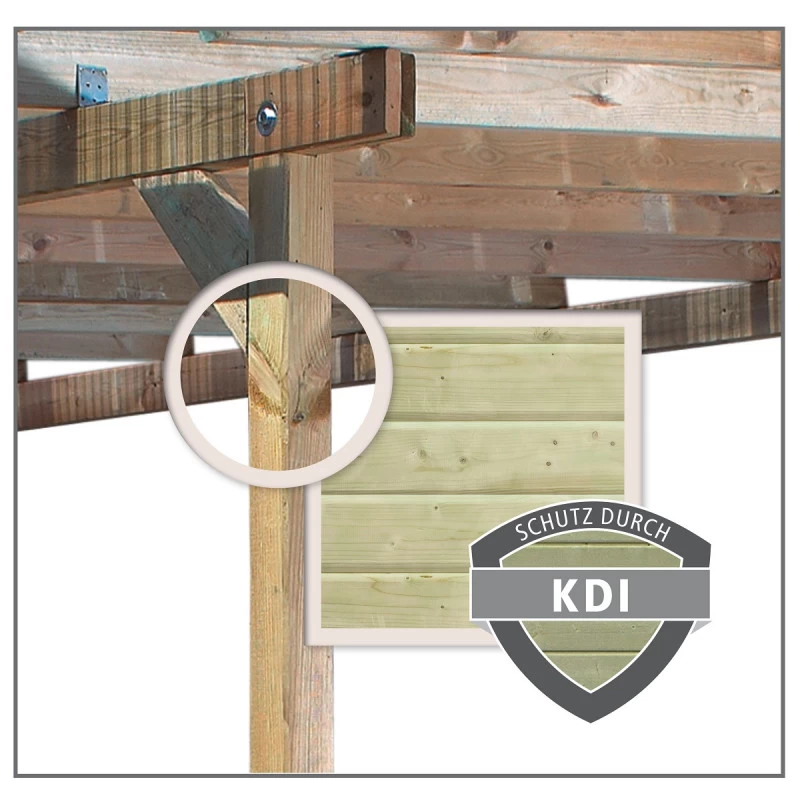 Carport En Bois Autoclave 26,9m², Toit En PVC Gris Et Deux Poteaux En Arc – KARIBU 5 Carport En Bois Autoclave 26,9m², Toit En PVC Gris Et Deux Poteaux En Arc – KARIBU – Image 3