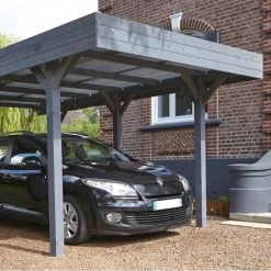 Carport Simple 15,75m² En Bois Lasuré Gris Anthracite Louison Forest Style 8 Carport Simple 15,75m² En Bois Lasuré Gris Anthracite Louison Forest Style -Abri De Jardin carport simple 1575m en bois lasure gris anthracite louison madeira 2