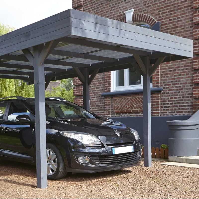 Carport Simple 15,75m² En Bois Lasuré Gris Anthracite Louison Forest Style 5 Carport Simple 15,75m² En Bois Lasuré Gris Anthracite Louison Forest Style – Image 3