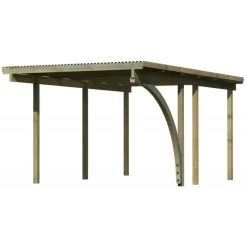Carport Simple En Bois Autoclave Avec Toit PVC Et 1 Arc D'entrée 14,9m² - 304x490cm - Karibu -Abri De Jardin carport simple en bois autoclave avec toit pvc et 1 arc d entree 149m 304x490cm karibu 2
