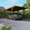 Carport Simple En Bois FSC Autoclave Marron + Couverture En Polycarbonate 16,5m² Victor - Forest Style -Abri De Jardin carport simple en bois fsc autoclave marron couverture en polycarbonate 165m victor forest style