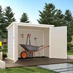 Coffre De Jardin En Résine - Cache Poubelles Beige 1,79m² JOBU