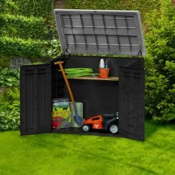 Coffre De Jardin Multifonctions En Résine 1200L Toit Plat Noir - Keter -Abri De Jardin coffre de jardin multifonctions en resine 1200l toit plat keter 2