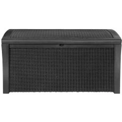 Keter Coffre En Résine Imitation Rotin Tressé Et Bois 400L Anthracite RIO 9 Keter Coffre En Résine Imitation Rotin Tressé Et Bois 400L Anthracite RIO -Abri De Jardin coffre en resine imitation rotin tresse et bois 400l anthracite rio 2