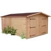 Garage En Douglas DENIS 21,15m² Madriers 28mm + Couverture Onduline - HABRITA