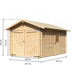 Garage En Bois Certifié 13,28m² – Madriers 28mm - Karibu -Abri De Jardin garage en bois certifie 1328m madriers 28mm karibu 2