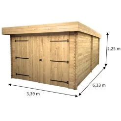 Garage En Bois Massif 21,46m² – Madriers 28mm – Toiture En Bac Acier – Habrita -Abri De Jardin garage en bois massif 2146m madriers 28mm toiture en bac acier habrita 1