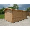 Garage En Bois Massif 40mm Traité Teinté Marron Gardy Shelter -Abri De Jardin garage en bois massif 40mm traite teinte marron gardy shelter