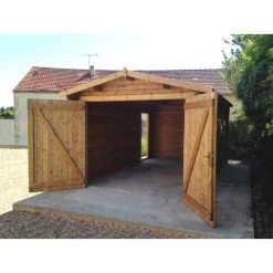 Garage En Bois Massif 40mm Traité Teinté Marron Gardy Shelter -Abri De Jardin garage en bois massif 40mm traite teinte marron gardy shelter 3