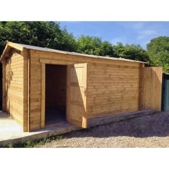 Garage En Bois Massif 40mm Traité Teinté Marron Gardy Shelter -Abri De Jardin garage en bois massif 40mm traite teinte marron gardy shelter 4