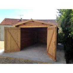 Garage En Bois Massif 40mm Traité Teinté Marron Gardy Shelter -Abri De Jardin garage en bois massif 40mm traite teinte marron gardy shelter 5