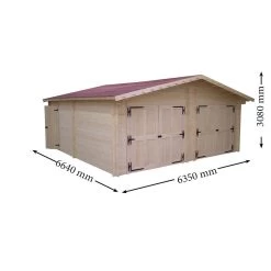 Garage Double En Bois Massif 42,16m² – Madriers 42mm – Habrita -Abri De Jardin garage en bois massif 4216m madriers 42mm habrita 2