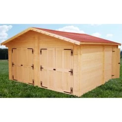 Garage Double En Bois Massif 42,16m² – Madriers 60mm – Habrita -Abri De Jardin garage en bois massif 4216m madriers 60mm habrita 2