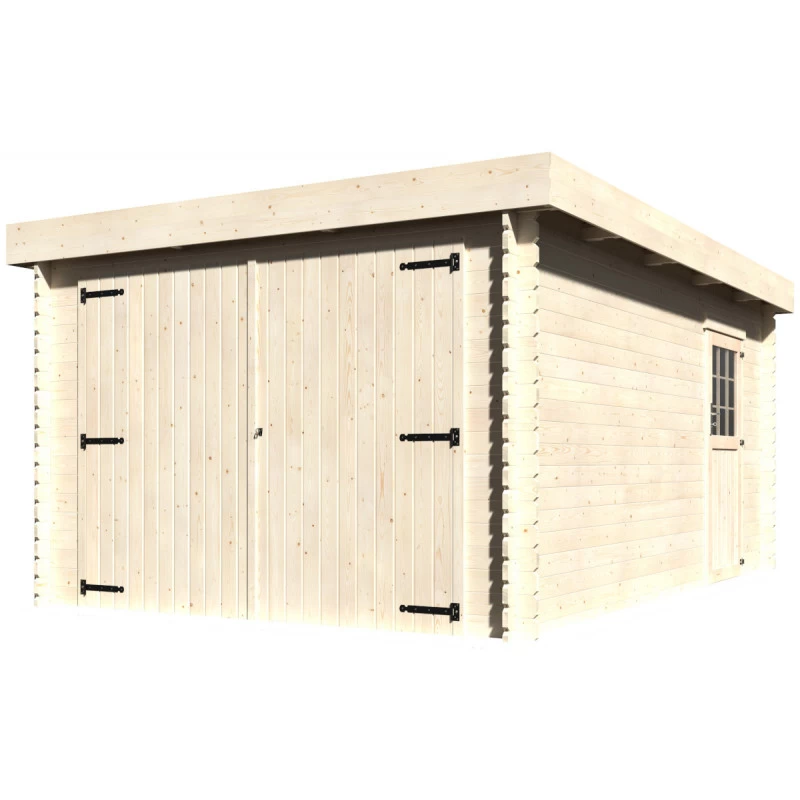 Garage Galan Toit Plat 16,79m² Madriers 28mm Avec Double Porte Battante + Porte Latérale Vitrée – Décor Et Jardin 3 Garage Galan Toit Plat 16,79m² Madriers 28mm Avec Double Porte Battante + Porte Latérale Vitrée – Décor Et Jardin