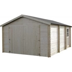 Garage Garodeal Double Pente 21,04m² Madriers 34mm Avec Double Porte Battante + Porte Service Vitrée – Décor Et Jardin