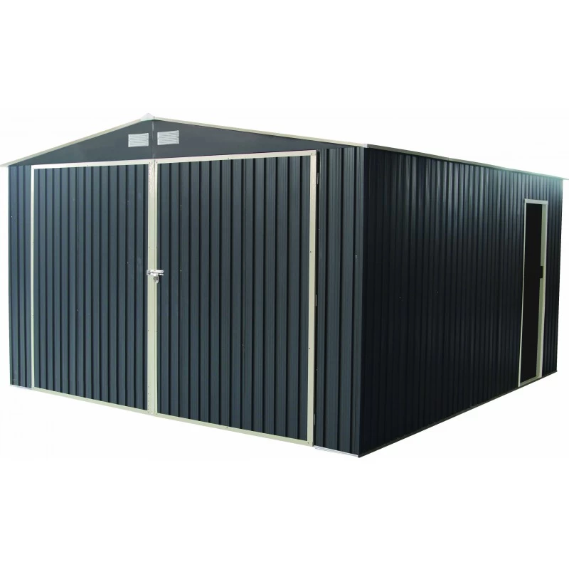 Garage Métal Anthracite Double Portes 19,61m² + Kit D'ancrage X-METAL 3 Garage Métal Anthracite Double Portes 19,61m² + Kit D'ancrage X-METAL