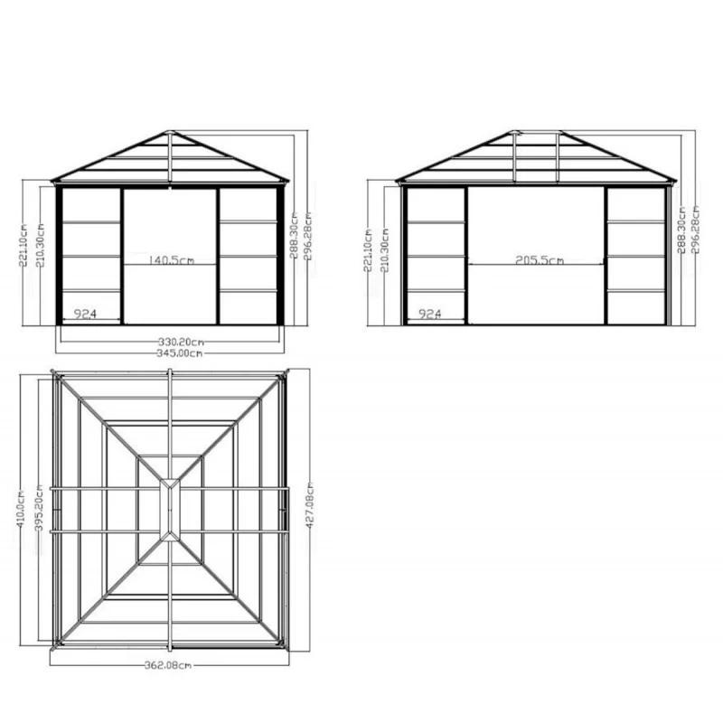 Jardin D’hiver Castel 362x427cm En Aluminium Et Polycarbonate Avec Stores – SOJAG 5 Jardin D’hiver Castel 362x427cm En Aluminium Et Polycarbonate Avec Stores – SOJAG – Image 3