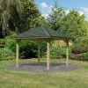 Kiosque Carré En Bois Autoclave Bergen 1 – 3,38x3,38m – Avec Shingles – Karibu -Abri De Jardin kiosque carre en bois autoclave bergen 1 338x338m avec shingles karibu