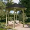 Kiosque Hexagonal En Bois Lissabon - Diam. 2,99m – Avec Shingles – Karibu -Abri De Jardin kiosque hexagonal en bois lissabon diam 299m avec shingles karibu