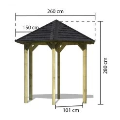 Kiosque Hexagonal En Bois Lissabon - Diam. 2,99m – Avec Shingles – Karibu -Abri De Jardin kiosque hexagonal en bois lissabon diam 299m avec shingles karibu 2