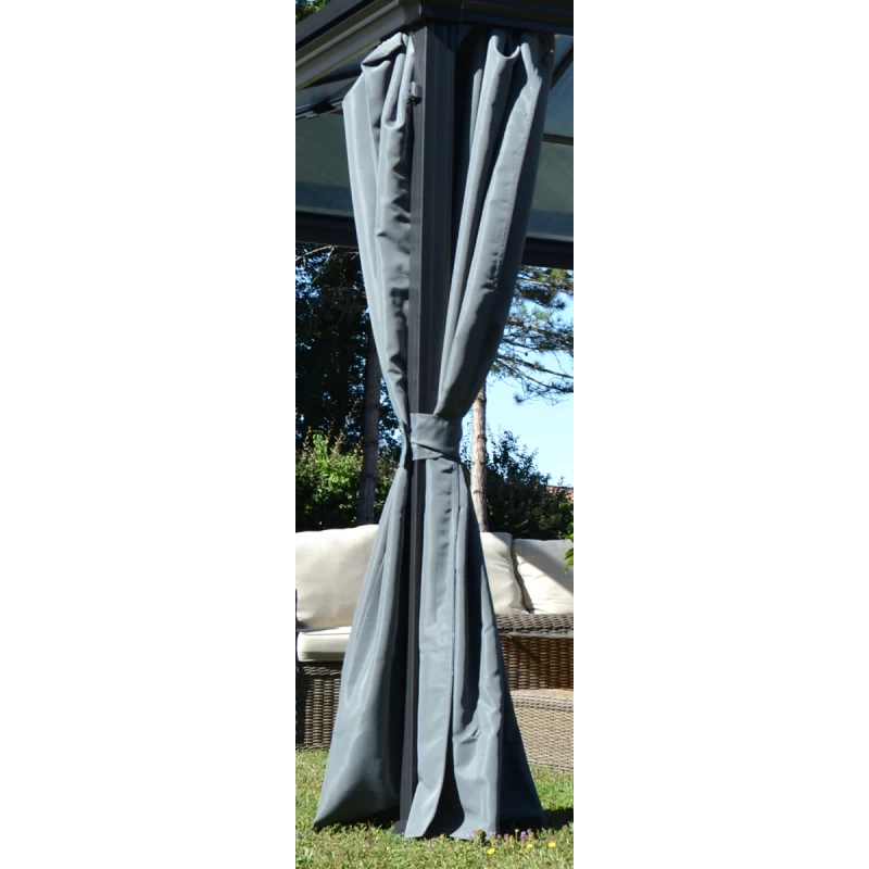 Kit De 4 Rideaux En Polyester Gris Anthracite Pour Pergola Gaïa - Couleurs Du Monde 3 Kit De 4 Rideaux En Polyester Gris Anthracite Pour Pergola Gaïa - Couleurs Du Monde