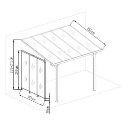 Panneau Latéral En Aluminium Et PC 4mm Pour Toit De Terrasse Anthracite 2,5m X-METAL -Abri De Jardin panneau lateral en aluminium et pc 4mm pour toit de terrasse anthracite 25m x metal 2